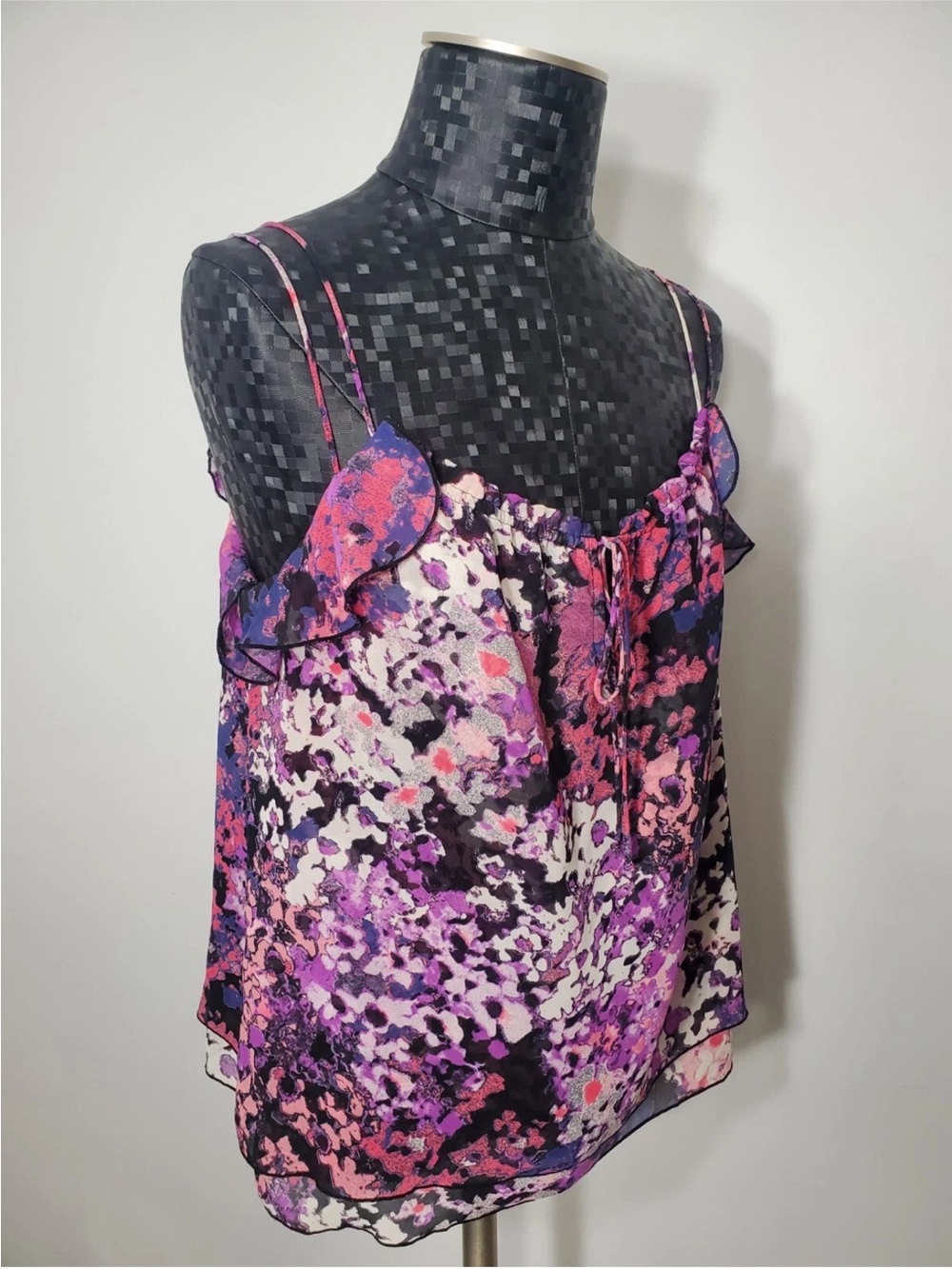 Lafayette 148 New York Pink & Purple Floral Spaghetti Strap Cami - Picture 3 of 10